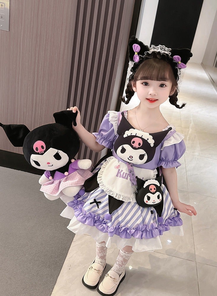 Sanrio 4 Piece Set Sanrio Kuromi Costume Dress Anime Cartoon Cute Girls Short Princess Dresses Cosplay Halloween Costume Summer Party Baby Clothes Gift For Girls - Image 1